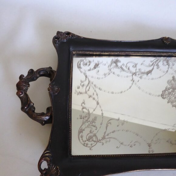 NEW 22” GOTHIC VANITY MIRRORED TRAY WITH HANDLES - Picture 5 of 15